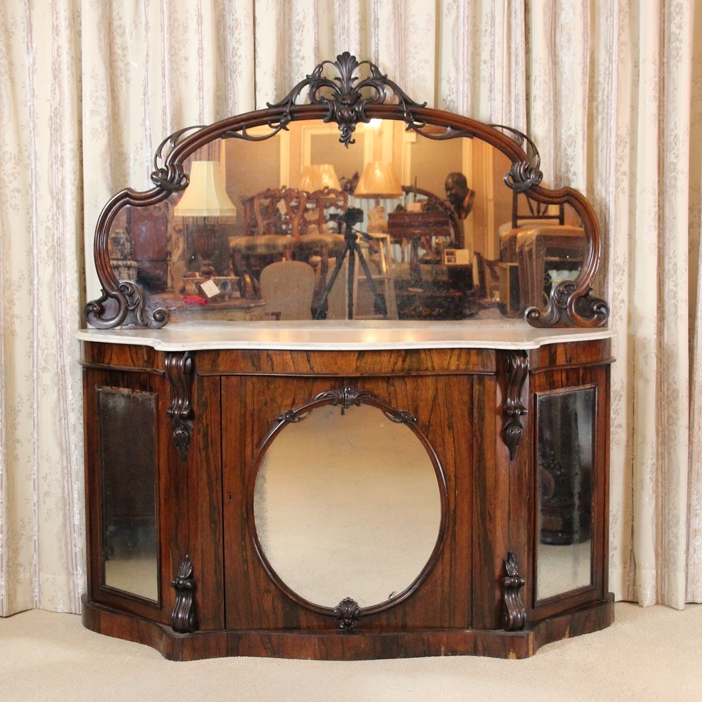 イギリス アンティーク ヴィクトリアン ローズウッド ミラーバック