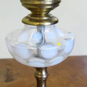 アメリカ アンティーク オパールセントガラス オイルランプ型テーブル 
